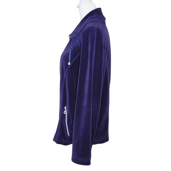 Zenergy by Chico's Velour Zip Up Jacket Dark Purple Women's Size 1/Medium 8 - Picture 4 of 11